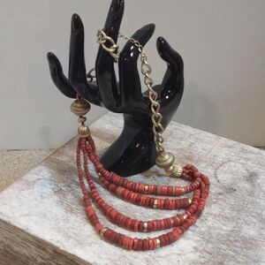 Lauren Conrad Coral Multi strand Necklace 16-18". B1